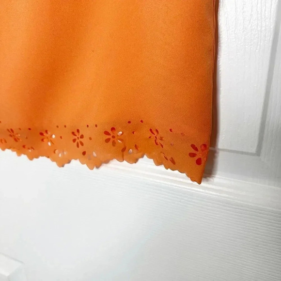 ANTONIO MELANI Orange Laser Cut Floral Short Sleeve Blouse Size XS‎ - Picture 3 of 6